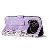 For iPhone 17 Pro Case PU Leather Floral Phone Cover with Card Slots
