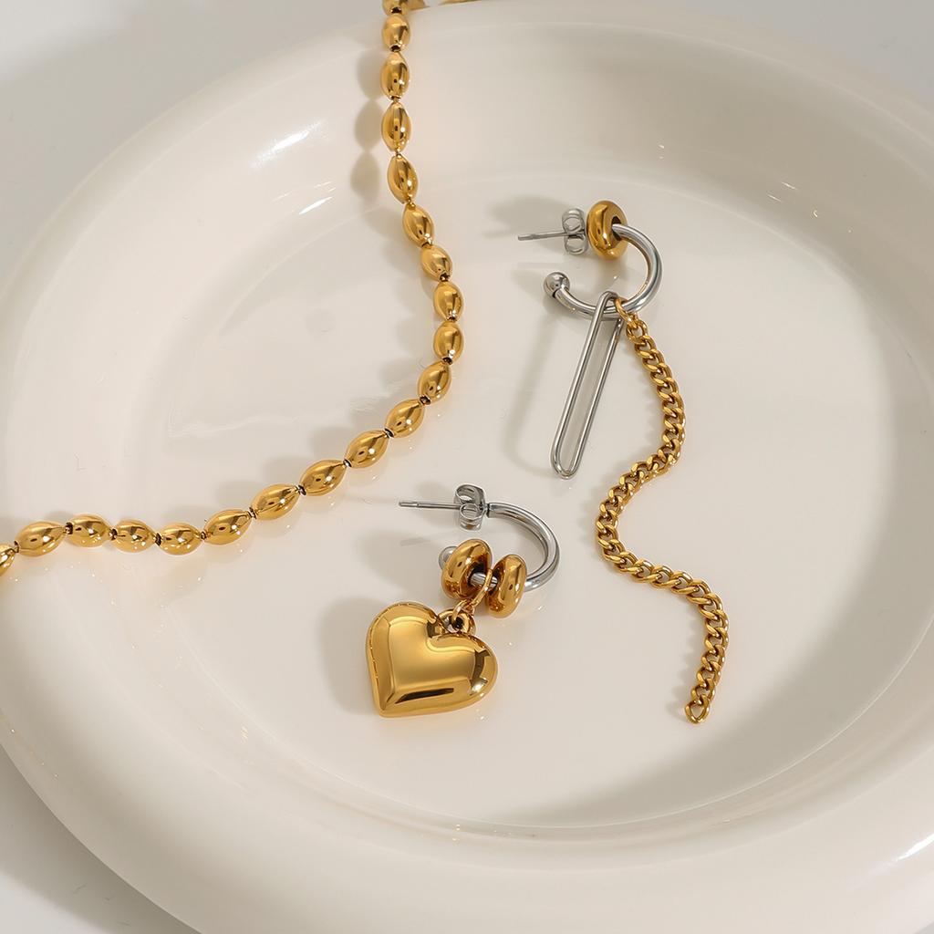 Youthway Новый Дизайн Модные Серьги-Кисточки из Нержавеющей Стали Золотого и Цветного Цвета с Гладкой Цепочкой в Виде Сердечек Антиаллергенные Женские Украшения