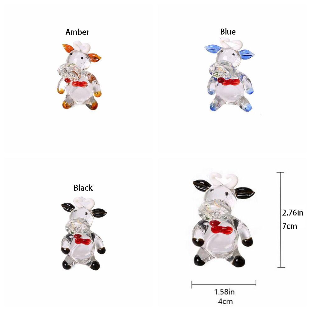 Украшение в виде коровы из хрусталя ручной работы, маленькая фигурка животного, креативная стеклянная корова, миниатюра на Новый год