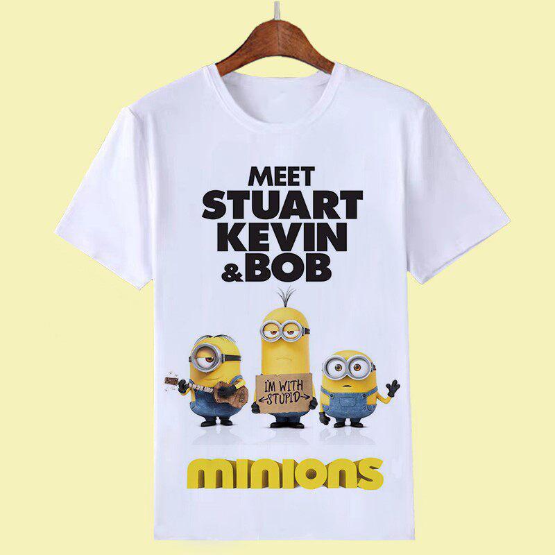 CUTE Kids Pure Cotton Tshirt Minions Cartoon Pattern Summer Sweatabsorbent Breathable Shortsleeved Tshirt for Boys Girls