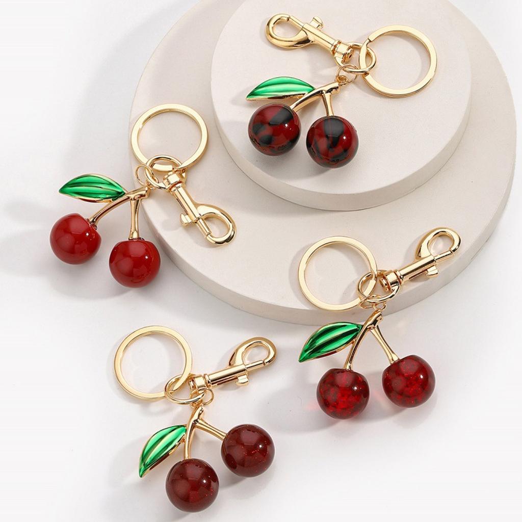 Unique Resin Cherry Pendant With Leopard Print Designs Purse Charm For Fashionable Women And Accessory Collectors