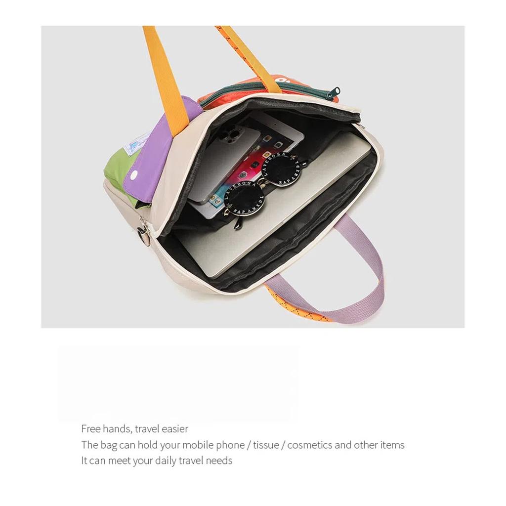 Japanese Dopamine Color Matching Messenger Bag Large Capacity 15.6-inch Dual-purpose Computer Bag Commuting Portable Shoulder Tablet Bag