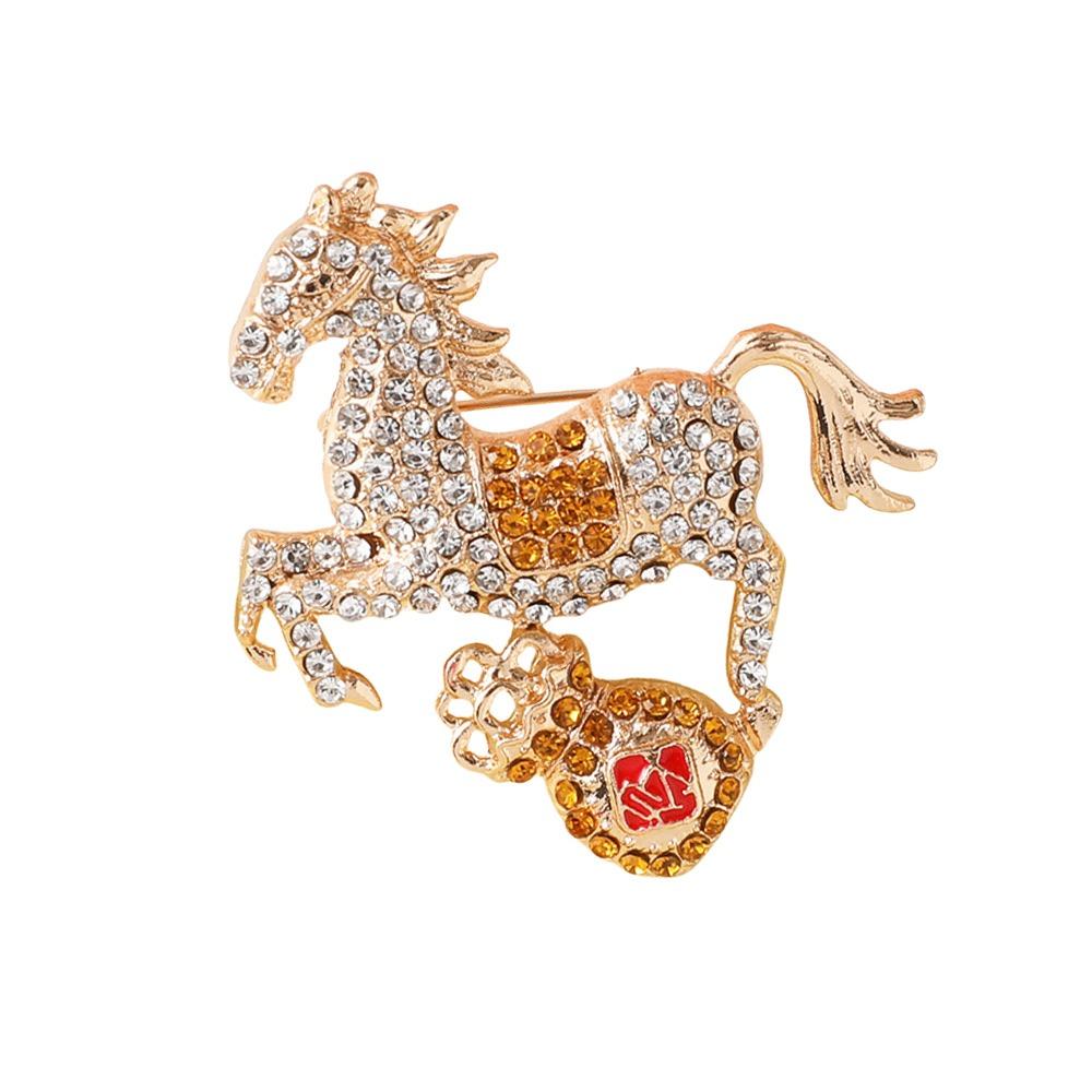 Стразы Броши Лошади Декоративный Значок Животного Зодиака Брошь Бегущая Лошадь Ювелирные Аксессуары