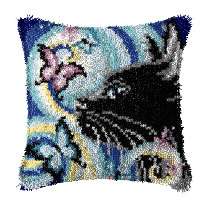 Cute Animal Latch Hook Rug Kits Pillows Smyrna Package Carpet Cat Embroidery Latch Hook Kit Diy Cross Stitch Pillow Knooppakket