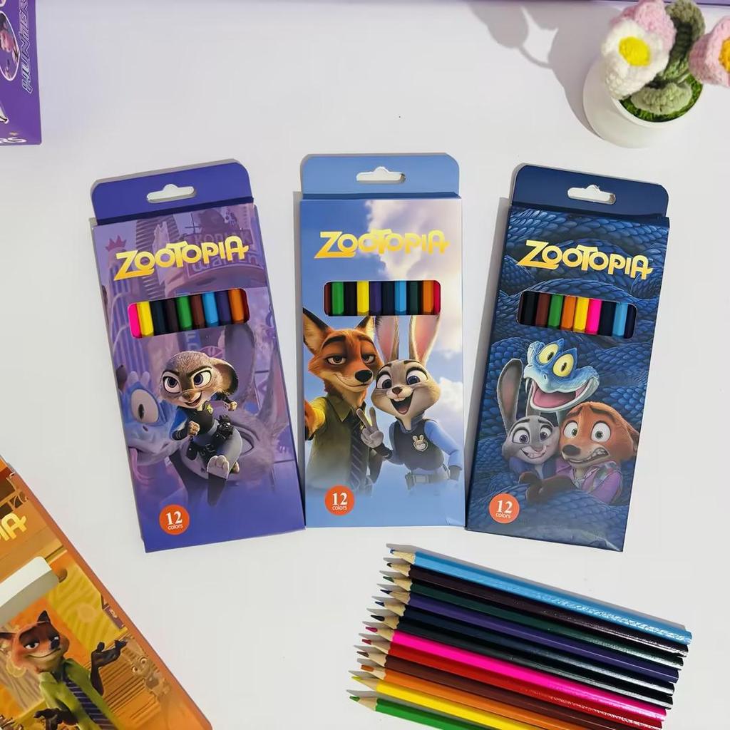 Zootopia 12-Color Cartoon Pencils: Judy & Nick Student Set