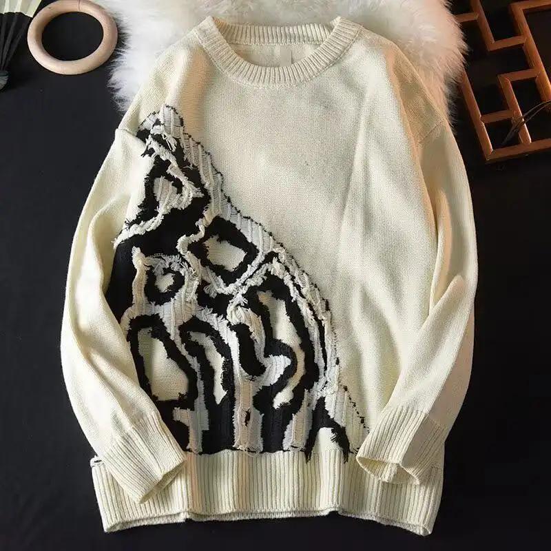 Мужской вязаный свитер с круглым вырезом, модный стильный, осенне-зимний, новый стиль, базовый слой, модный свободный универсальный топ