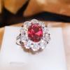 Новый продукт Темперамент Корейская версия Роскошная Группа Инкрустированный Циркон Красный Турмалин Цвет Сокровище Открытое Кольцо для Женщин Модное Кольцо