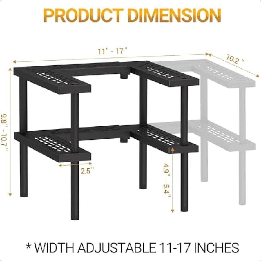 Spice Rack Organizer for Cabinet 2 Tiers Expandable and Stackable Metal Seasoning Organizer Premium Spice Organization for Cabi
