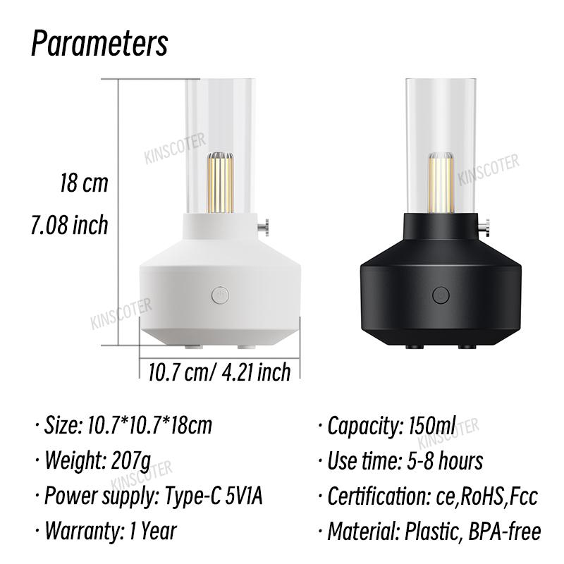 Дизайн аромадиффузор светодиодный Ретро нить накаливания Usb 150 мл увлажнитель воздуха безводный умное отключение для дома, спальни, офиса