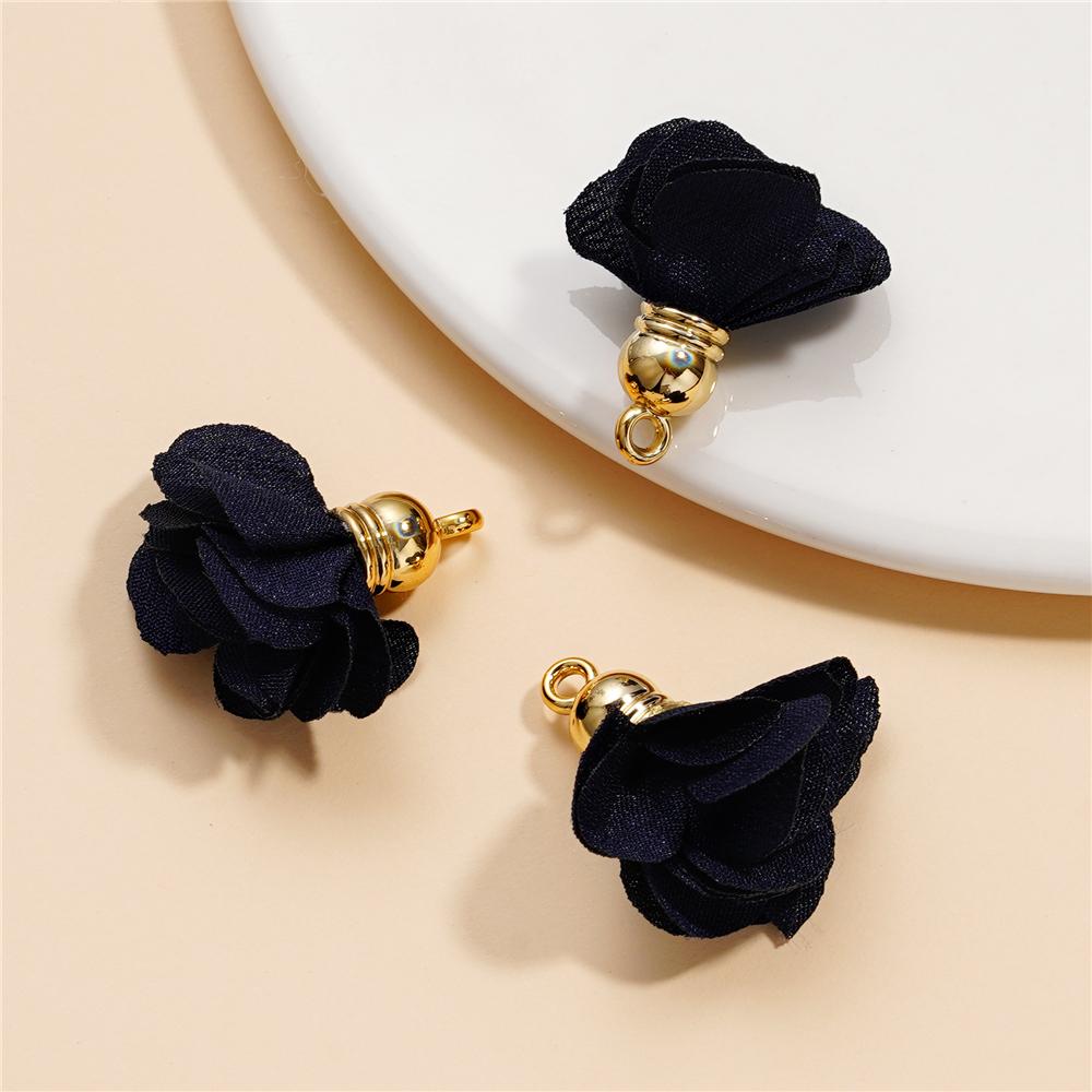 10Pcs/Lot Fabric Flower Tassel Pendants for Jewelry Making for DIY Bracelet Earrings Keychain Tassel Jewelry Making Accessories