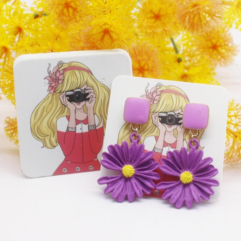 100 шт. новых цветных печатных карточек для сережек 5x5 см, упаковка украшений ручной работы