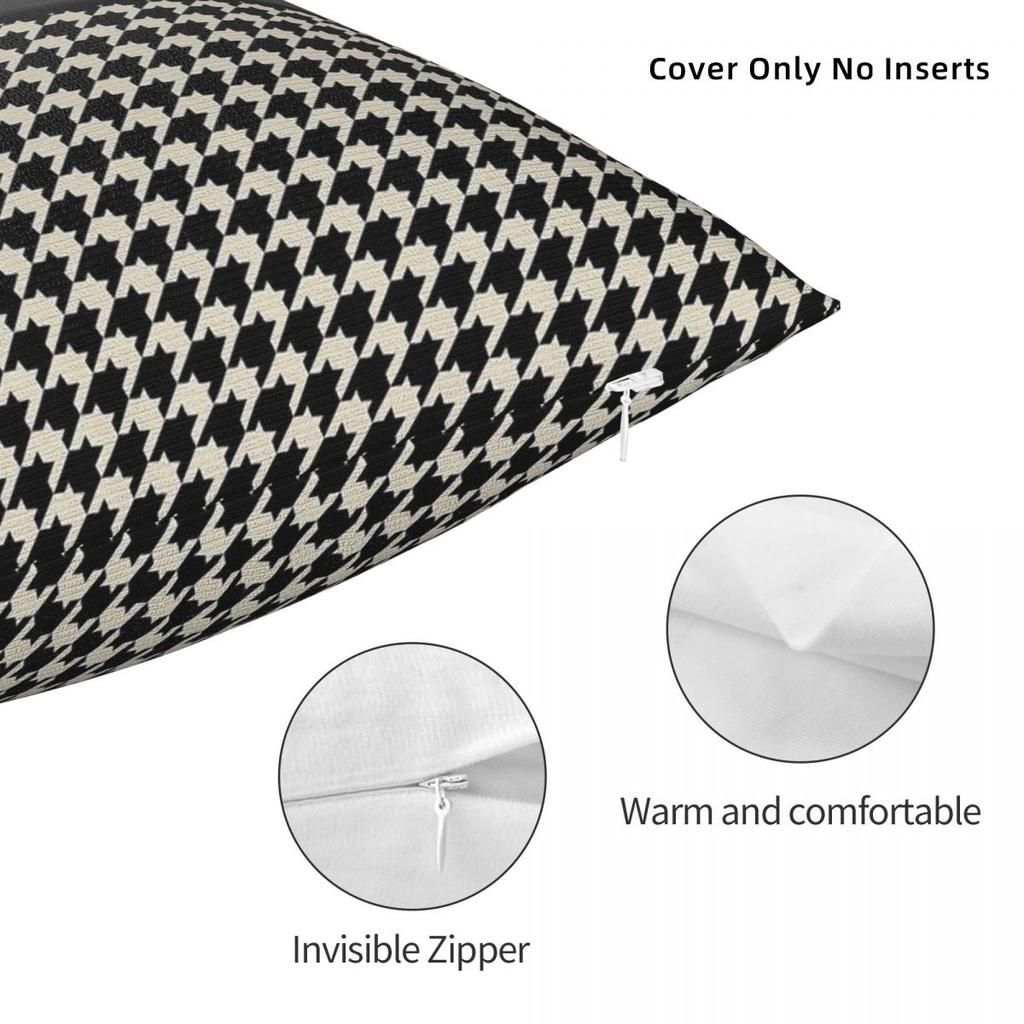 Recaro Seat Houndstooth Square Pillowcase Polyester Linen Velvet Pattern Zip Decorative Pillow Case Room Cushion Cover