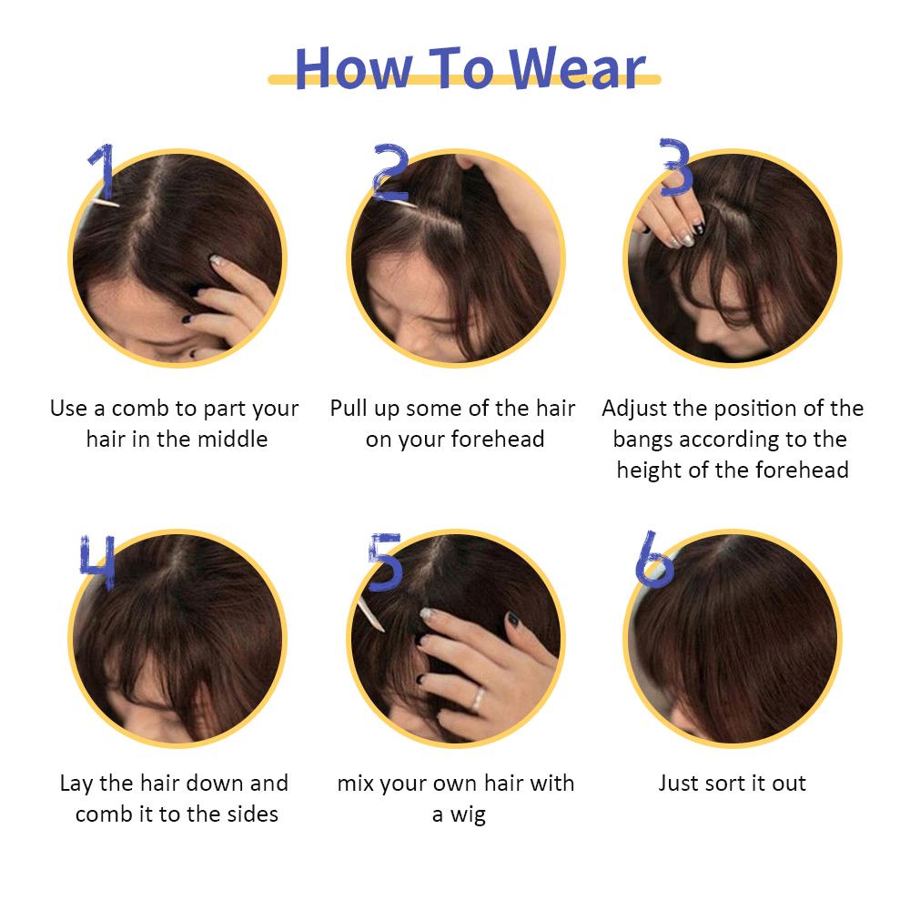 Синтетическая воздушная челка, термостойкие шиньоны для волос, женские натуральные короткие черно-коричневые заколки для волос для наращивания