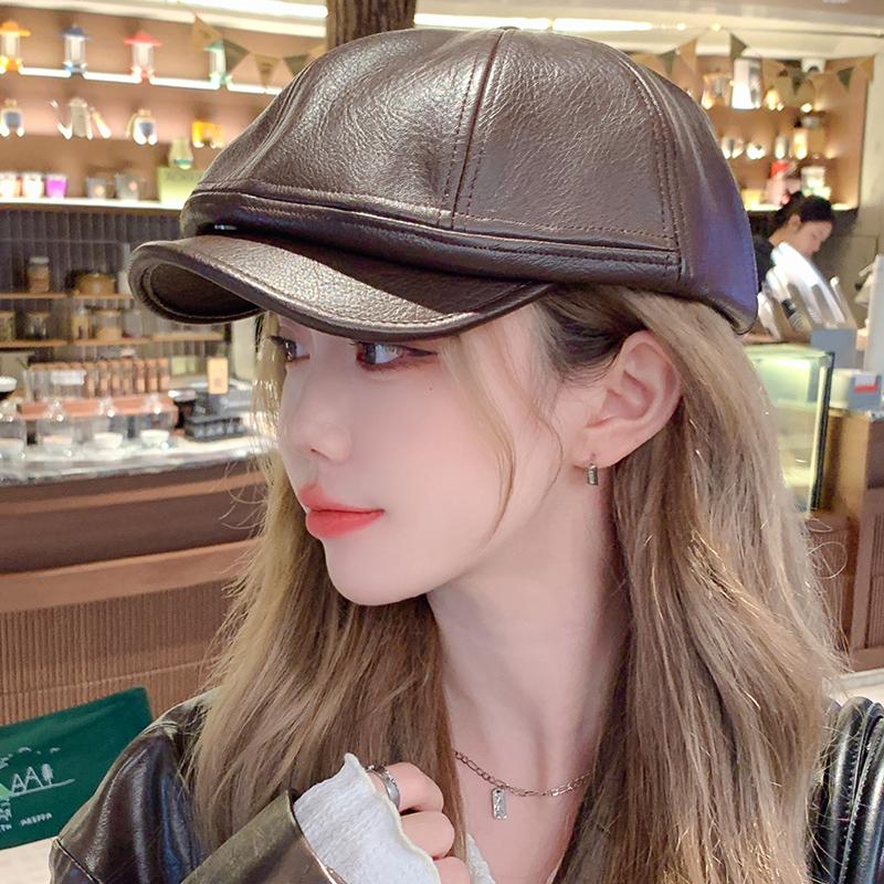 PU кожаная шляпа вперед детский темперамент универсальный показывать лицо маленький весна и осень путешествия уличная мода тренд берет