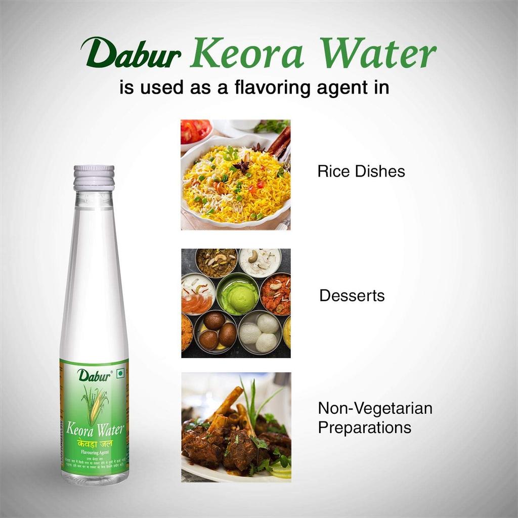Dabur Keora Water 250 ml Flavoring Essence for Biryani Desserts Sweet Dishes Authentic Culinary Aroma for Cooking Use