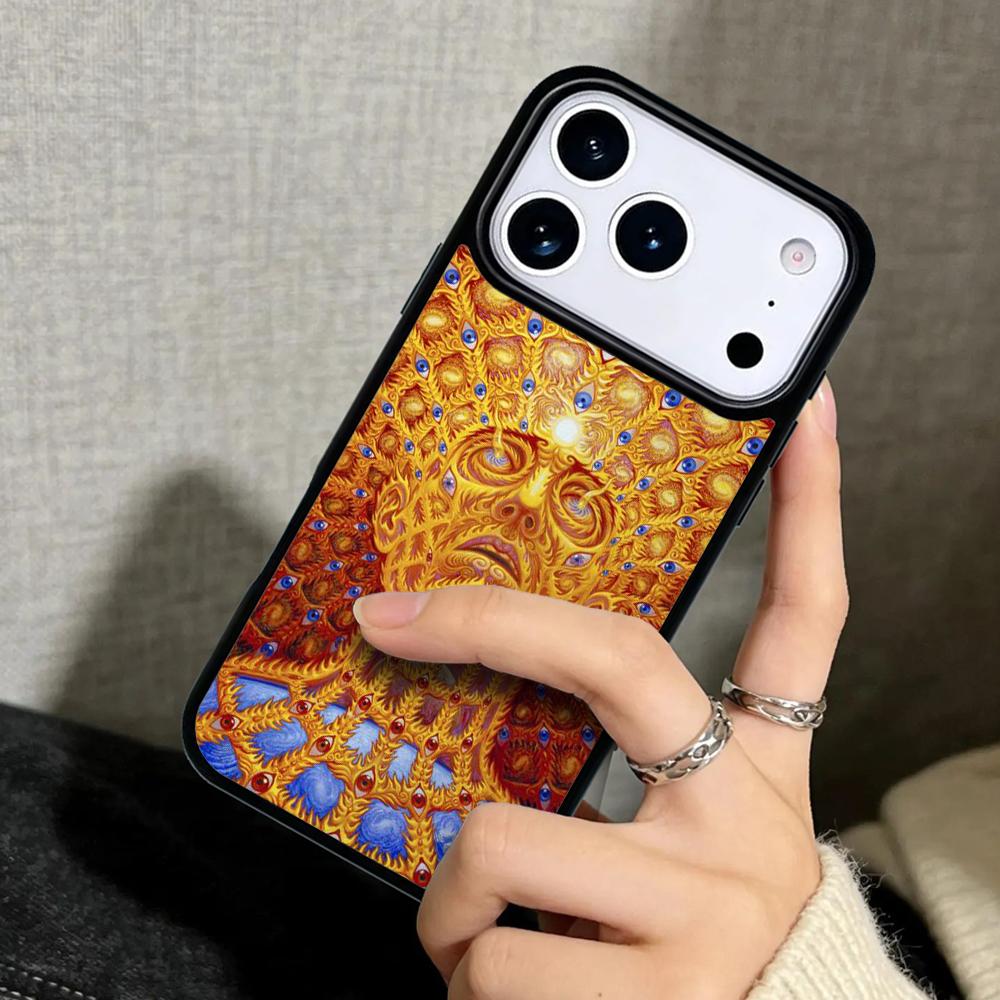 Чехол Case для iPhone 17 Air 16 Pro Max 15 Plus 11 13 Mini 14 12 Задняя крышка телефона Инопланетянин Марсианин Психоделический НЛО
