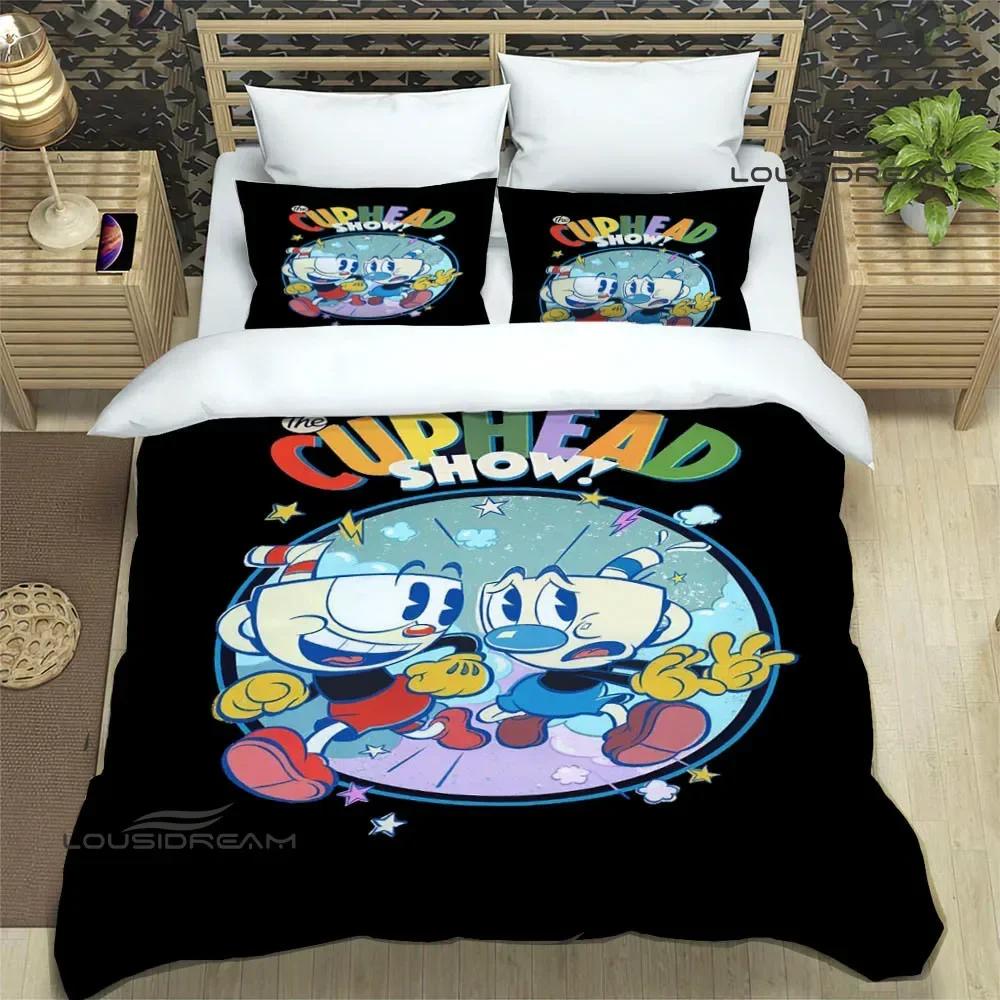 Cuphead Cartoon Printed Bedding Sets Exquisite Bed Supplies Set Duvet Cover Bed Comforter Set Bedding Set Luxury Birthday Gift