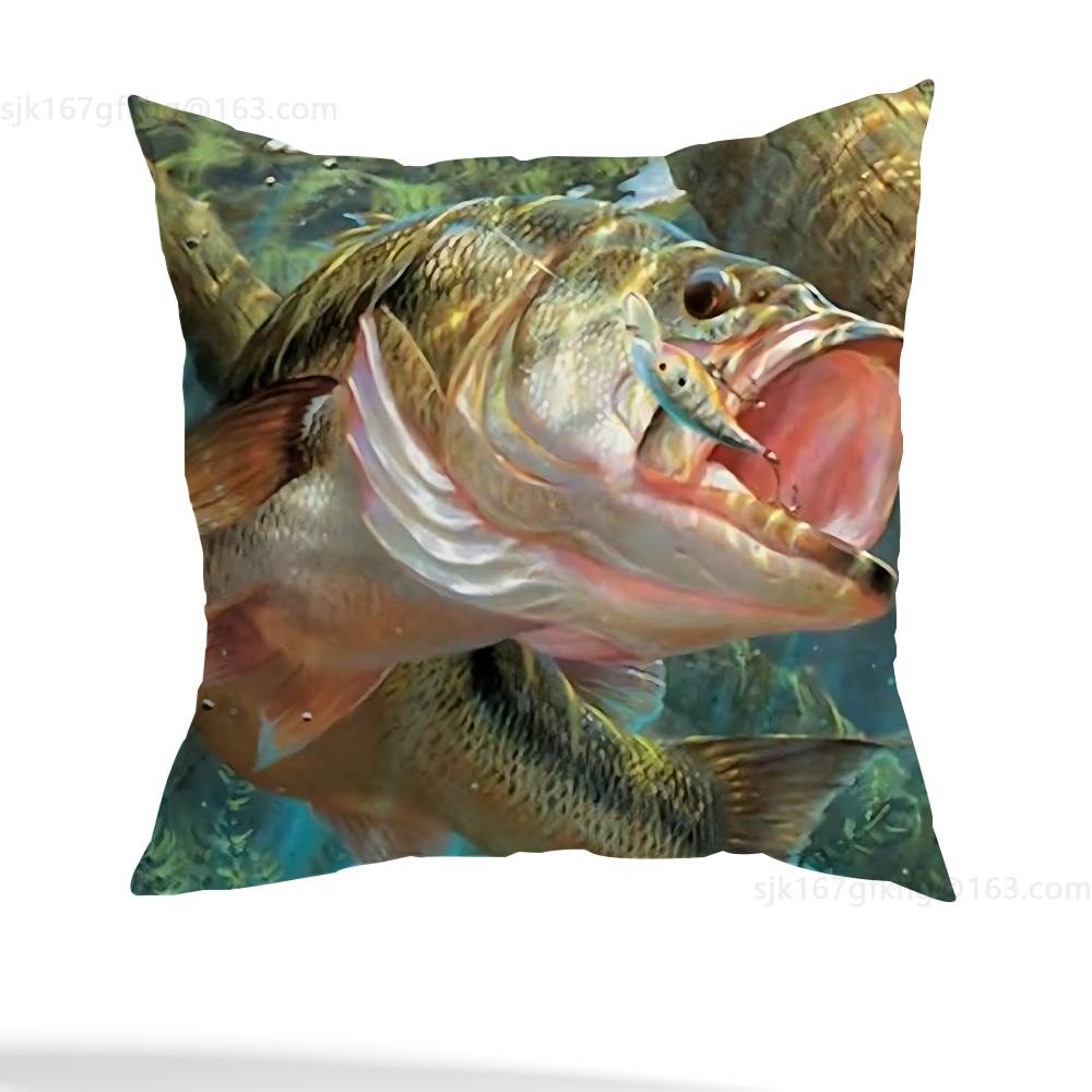 Fishing Master Pillow Case Anti-dustmite Pillowcase Invisible zipper silky short plush Sofa cushion cover