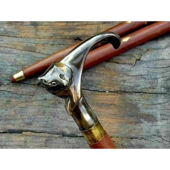 Ручка трости античного стиля викторианская деревянная винтажная твердая латунная