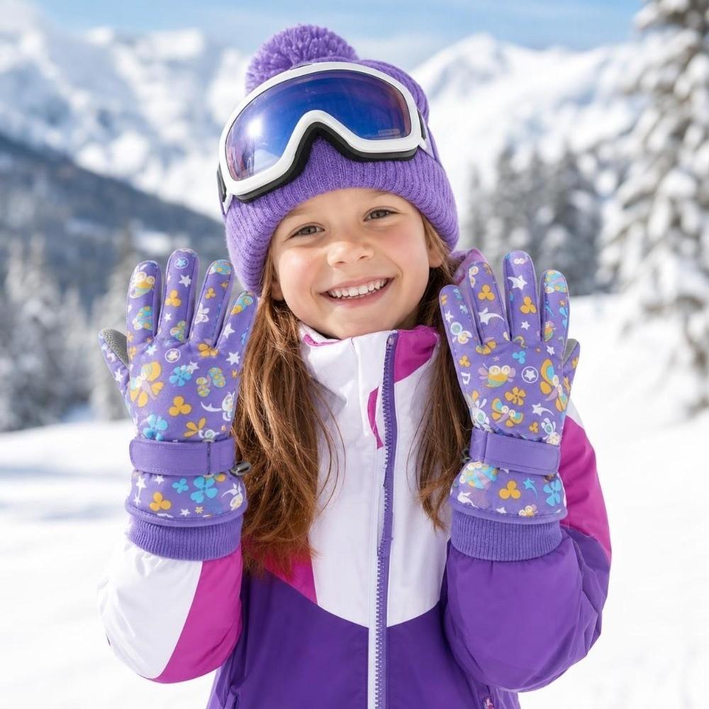 Thicken Winter Snowboard Gloves Cartoon Kids Gloves Breathable Warm Gloves Outdoor