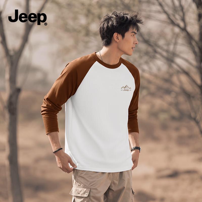 JEEP Men's Vintage Long-Sleeve Raglan Crewneck T-Shirt