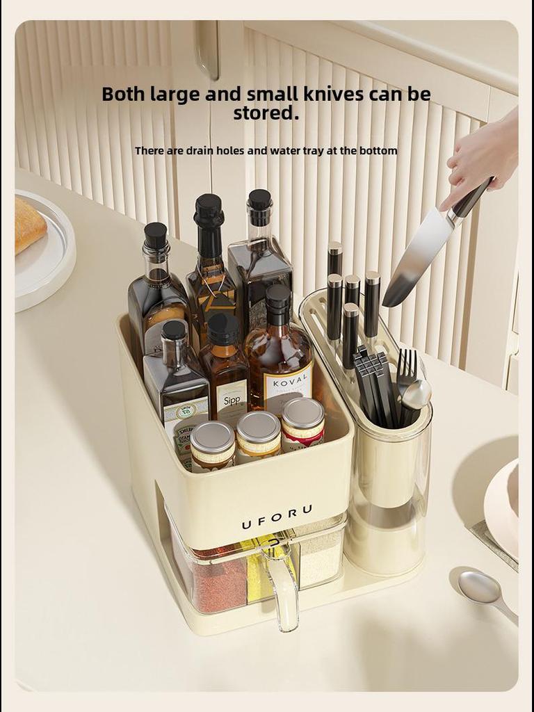 Новая многофункциональная кухонная стойка для хранения: Держатель для ножей, корзина для палочек для еды и органайзер для приправ