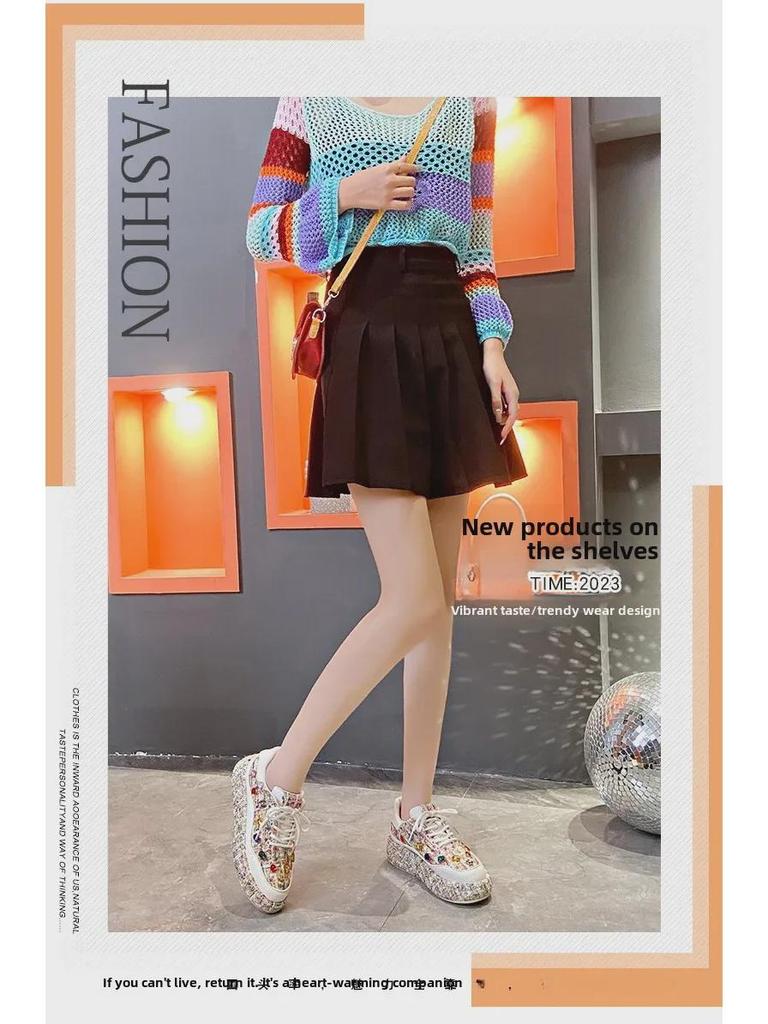 2023 Весна/Лето Корейский Стиль Красочные Золотые Бриллианты Модные Туфли Женщин - Знаменитый Тренд, Универсальный