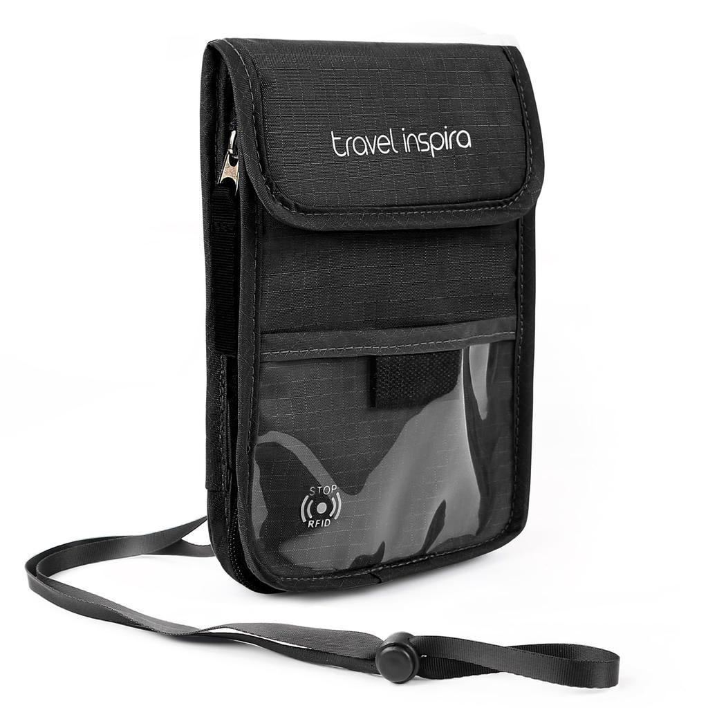 Паспорт паспорт висящий от безопасности большой заграничный паспорт безопасность паспорт удобный черный [travel inspira] чехол, чехол, шея, анти-скимминг,