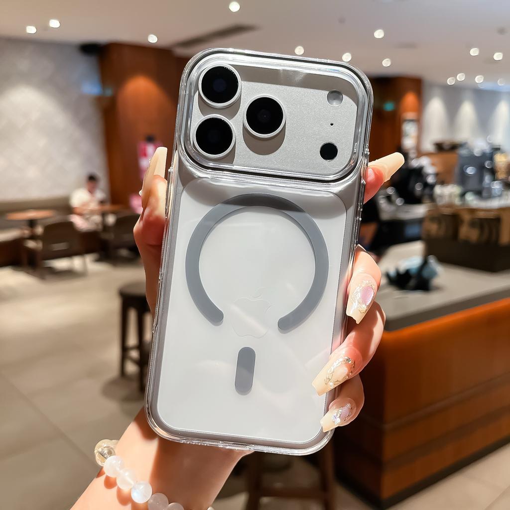 Подходит для чехла мобильного телефона iPhone17PROMAX, высокая прозрачность, магнитное притяжение в виде вопросительного знака, не желтеет, для Apple 16/15, жесткий и противоударный.
