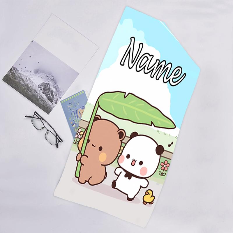 1pc Yier BuBu Bear3 Beach Towel with Custom Name, Beach/Swimming/Bath/Picnic/Camping Towel, Suitable for Seaside Beaches
