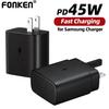 FONKEN Настенное зарядное устройство типа C PD 45 Вт, сверхбыстрое зарядное устройство для SAMSUNG Galaxy S20 S22 S23, сверхбыстрая зарядка телефона, зарядное устройство Qucik типа C