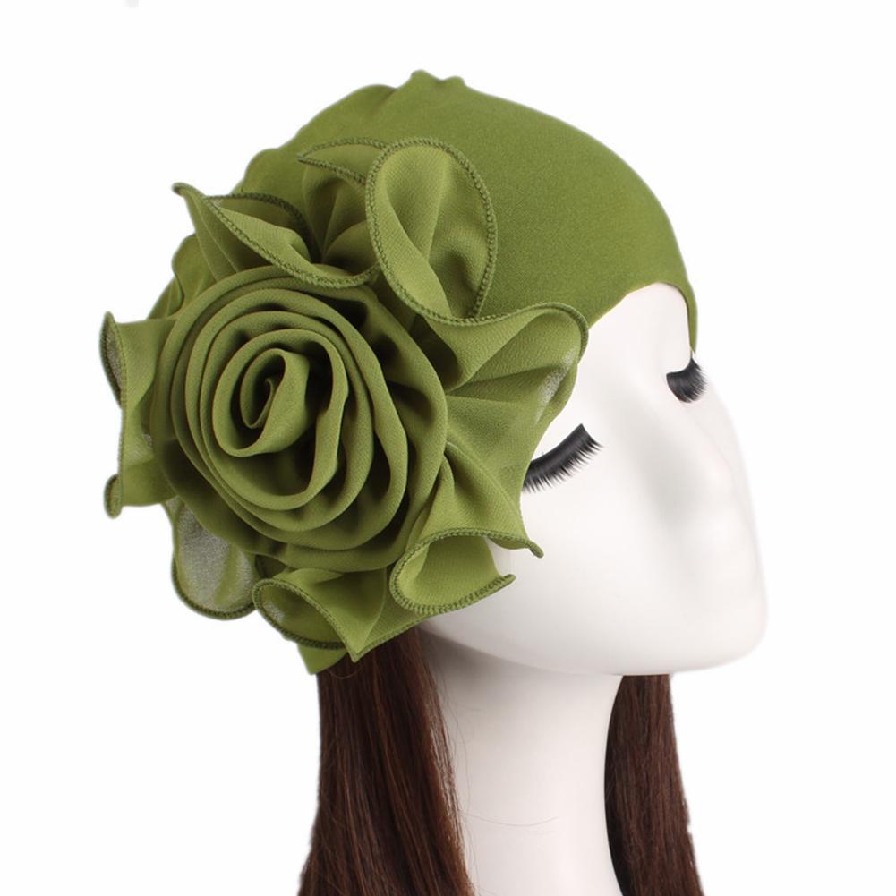 Women Elegant Side Large Flower High Elastic Fashion Cap