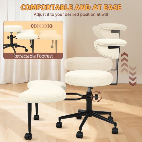 Cross Legged Office Chair Chair Criss Desk Adjustable Height Ergonomic Kneeling with Lumbar Support 360-Degree Rotating Footrest and Wheels