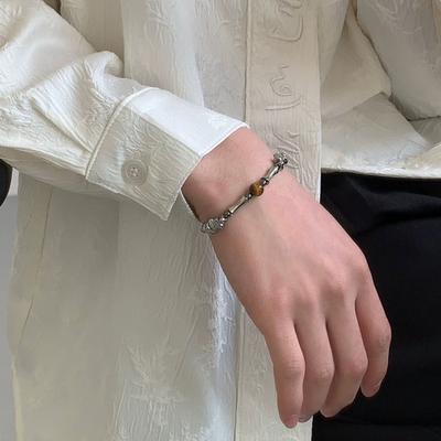 Акция на браслет унисекс с бамбуковым шарниром, регулируемая удлиненная длина, гладкая бусина из нержавеющей стали, легкий полированный взрослый студент, пара запястий