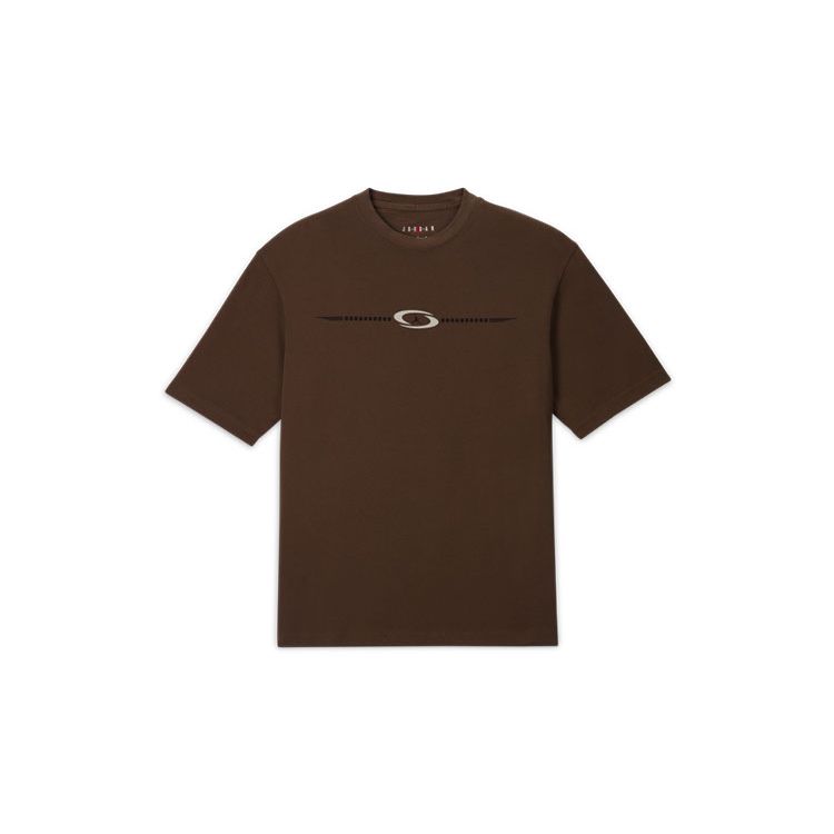 Jordan X Travis Scott Letter Logo Print Crew Neck Short Sleeve T-Shirt Men Tops Marmot-Brown DZ5511-274