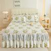 Pastoral Style Printed Bed Skirt Plant Patterned Lace Edge Bedspread Protective and Wear-resistant Home Bedding Bed Sheets