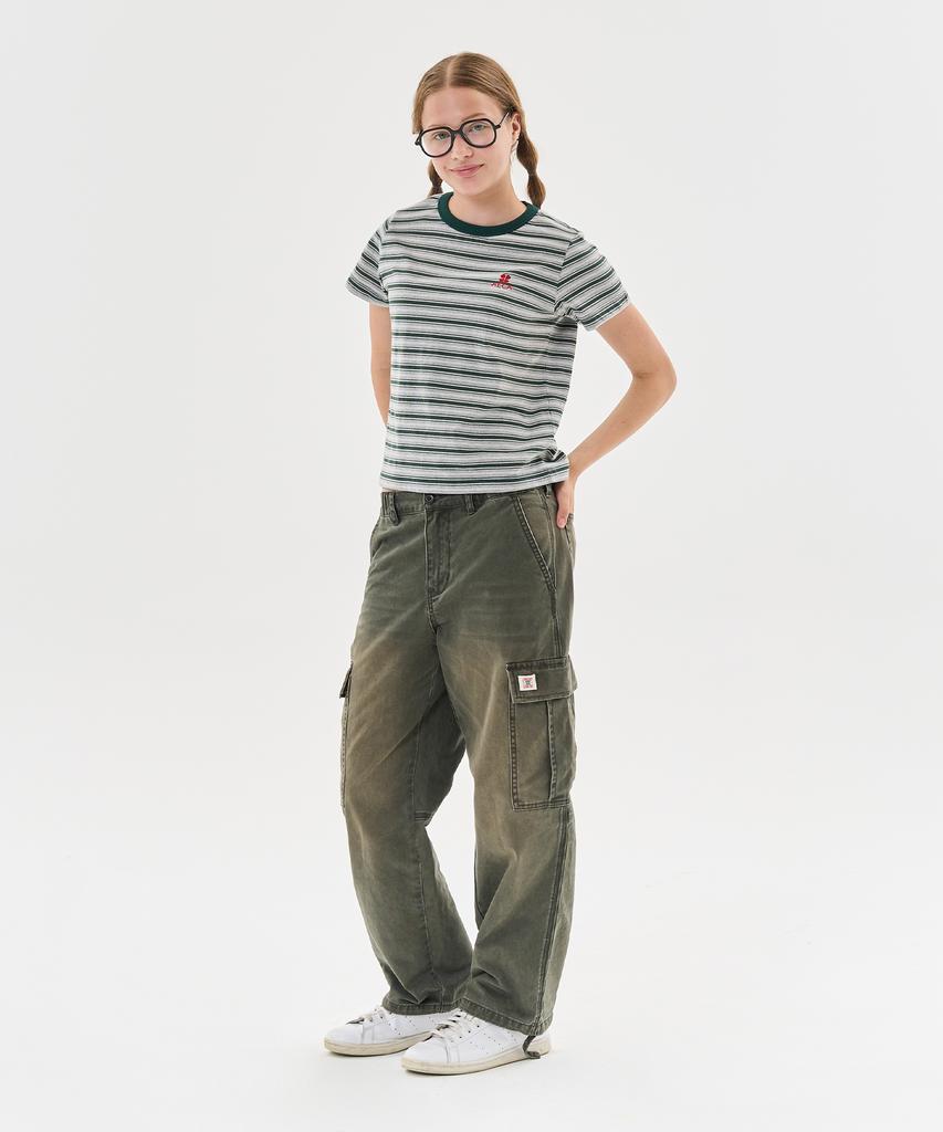 AECA Stripe Half Sleeve Tee-Green