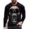 Spring and Autumn Horror Skull Pattern 3d Printed O-Collar Long Sleeve Loose Vintage Printed Men's T-shirts
