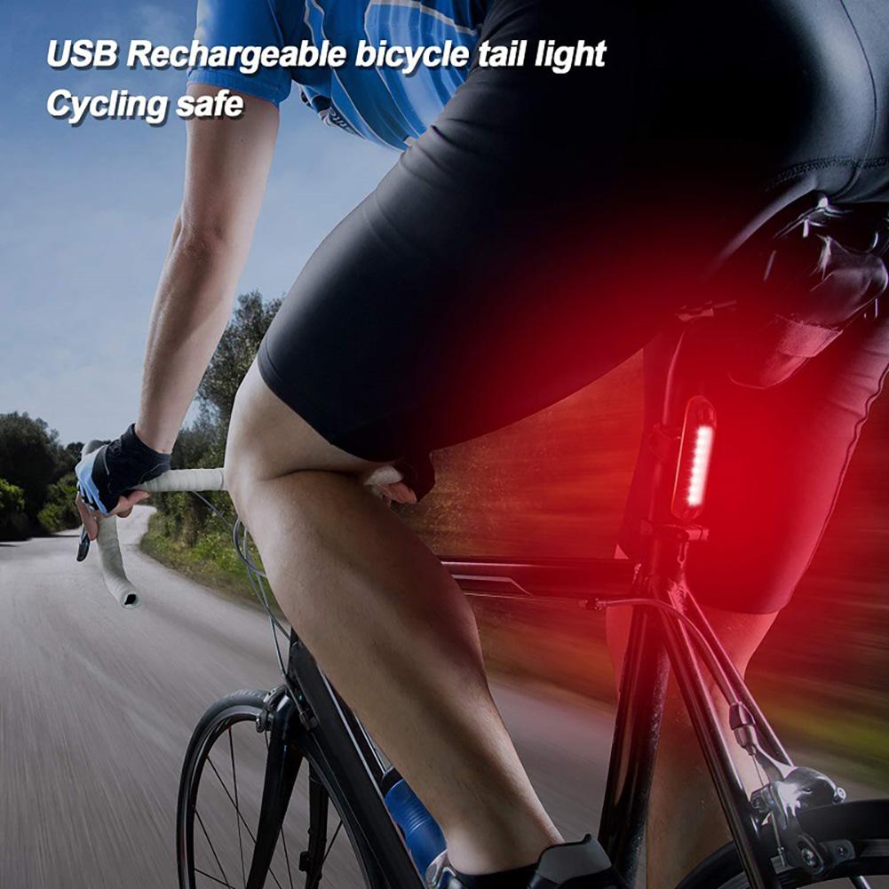 Bicycle Rear Light Waterproof USB Rechargeable LED Safety Warning Lamp Bike Flashing Accessories Cycling Taillight