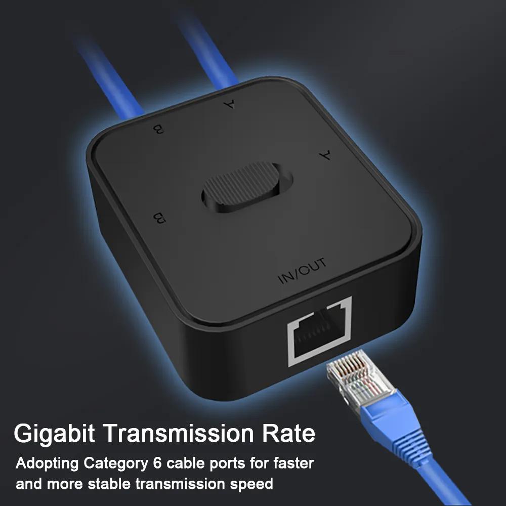 2-портовый гигабитный сетевой коммутатор 1000 Мбит/с RJ45, сетевой разветвитель, селектор удлинителя кабеля, бесплатный 2-сторонний разъем адаптера