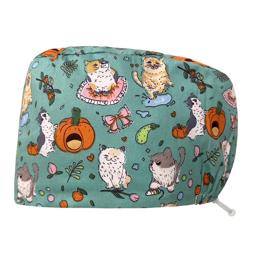 Хирургическая шапочка на кнопках с цветочным принтом для медсестер и врачей