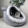 Уютная пещера-кровать для кошек с интерактивной игрушкой - Мягкое и прочное спальное место для кошек