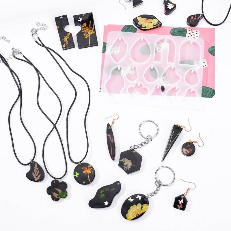 Форма для литья ювелирных изделий, силиконовая форма для ключей, кулон, форма для эпоксидной смолы с крючками для сережек, шнур для изготовления сережек, ожерелья