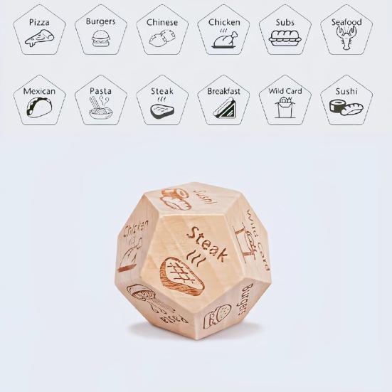 12 Sides Food Decision Dice Wooden Couple Date Night Ideas Dice Portable