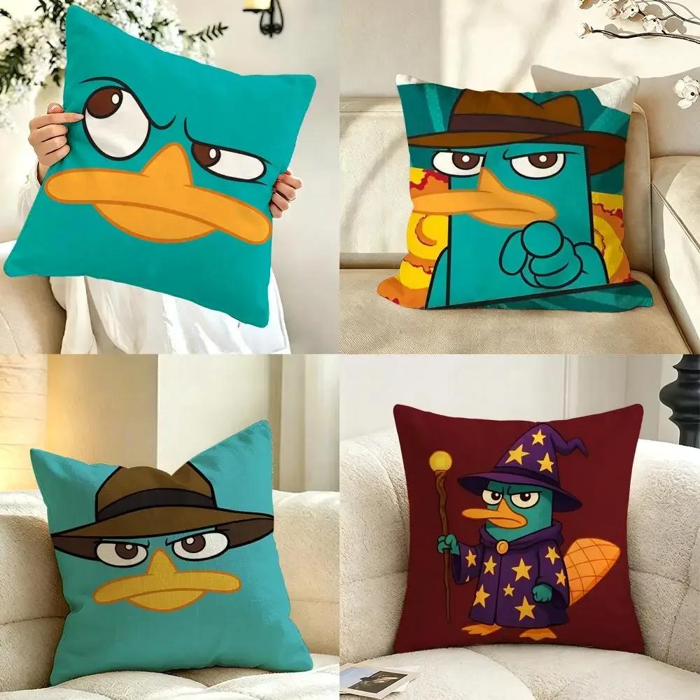 Cartoon PPhineasaandFFerb Cushion Cover Pillow Case Antidustmite Pillowcase Silky Short Plush Sofa Cushion Cover hot