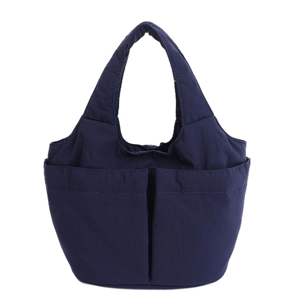 Multi-pouch Simple Commuting Tote Bag Large Capacity Solid Color Handbag Folded Bucket Bag Unisex