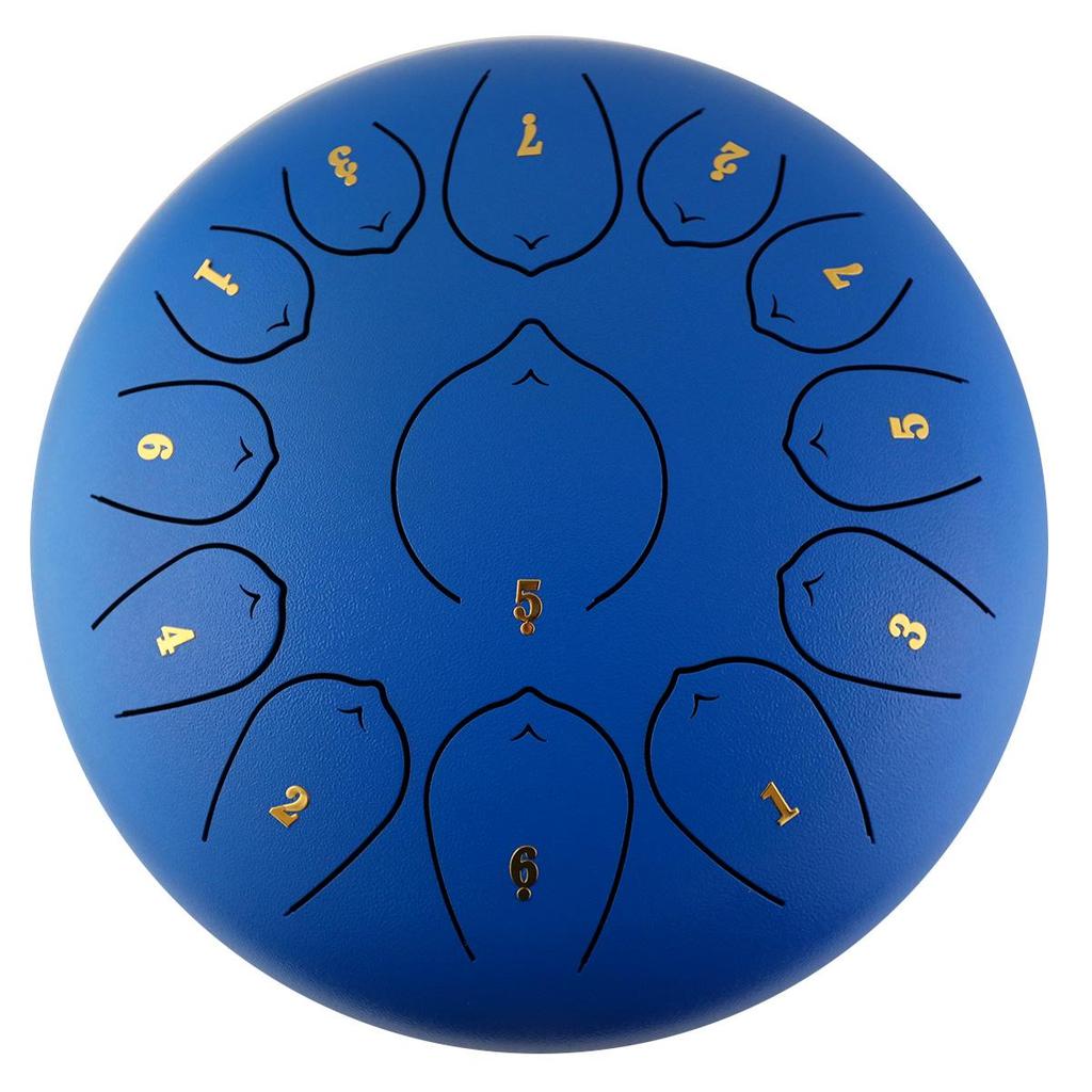 Steel Tongue Drum: 12" with 13 Sanskrit Sounds, Dust-Free, Stress-Free Design, Available In Empty Drum Color.