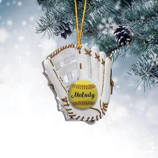 Подвеска в виде перчатки для софтбола, акриловая плоская перчатка для софтбола, украшение на елку в стиле софтбола, подарочное украшение