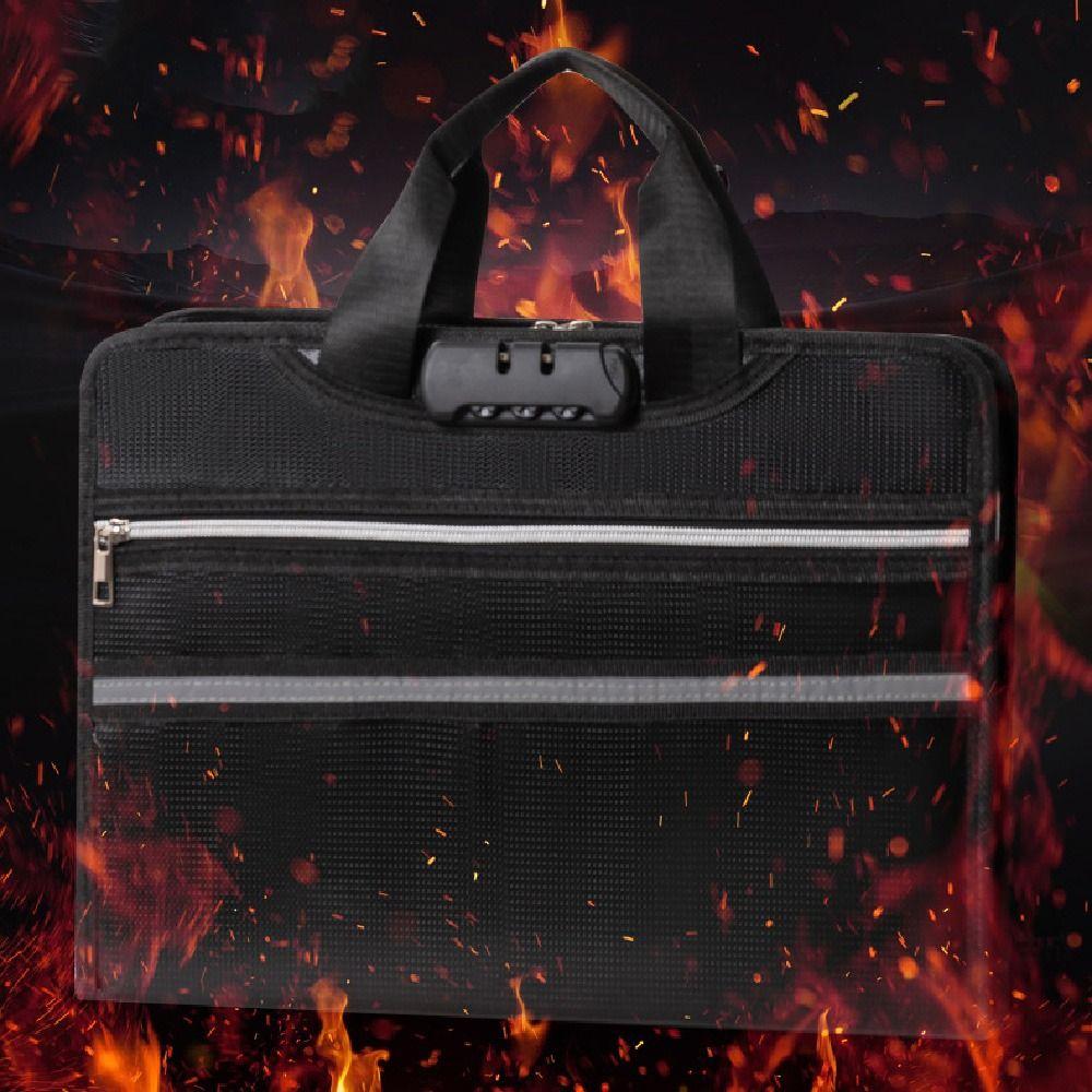 Fireproof Important File Storage Bag Lockable Multi Pockets Expanding File Organiser Large Capacity Dustproof