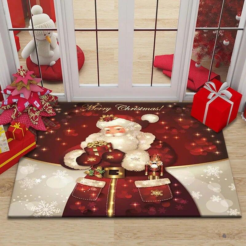 С Рождеством, украшение для дома, ковер для входа, Санта-Клаус, принт лося, напольный коврик, дверной коврик для гостиной, ванной комнаты, нескользящий ковер